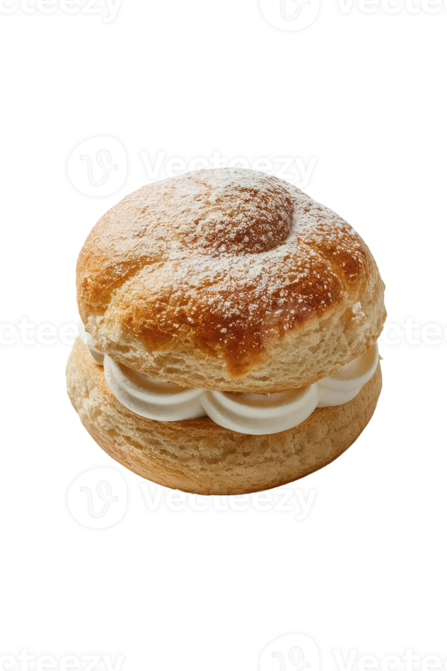 Profiterole with Whipped Cream and Powdered Sugar png