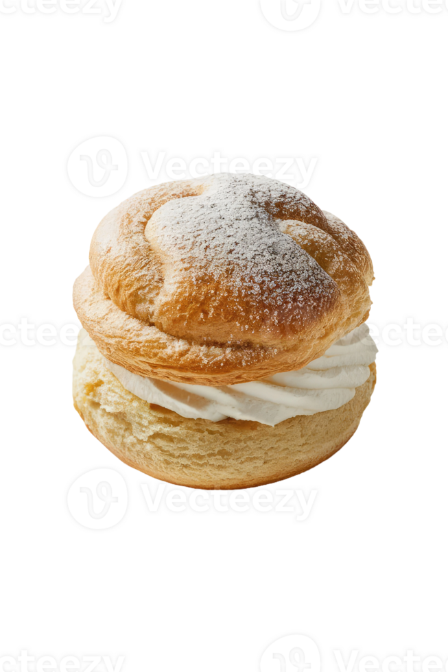 Profiterole with Whipped Cream and Powdered Sugar png