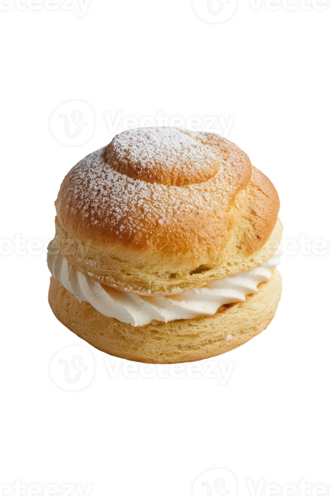 Profiterole with Whipped Cream and Powdered Sugar png