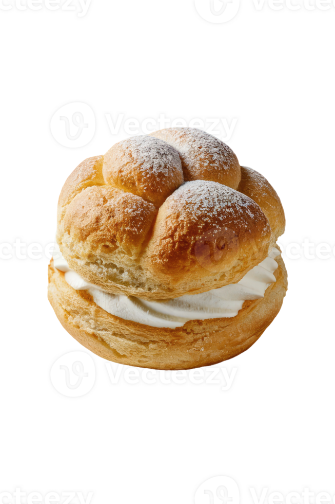Profiterole with Whipped Cream and Powdered Sugar png