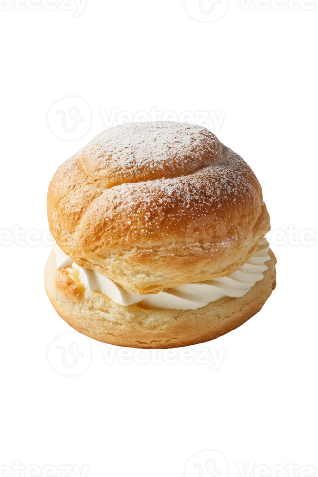 Profiterole with Whipped Cream and Powdered Sugar png