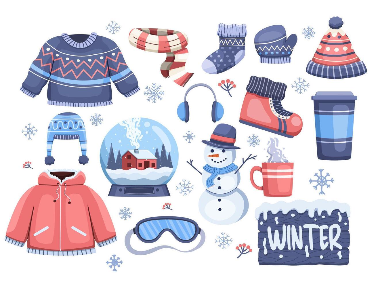Winter Object Element Collection vector