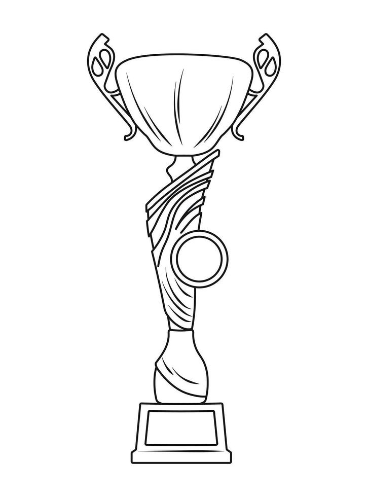 Sketch of trophy, goblet, cup, chalice. Victory symbol vector