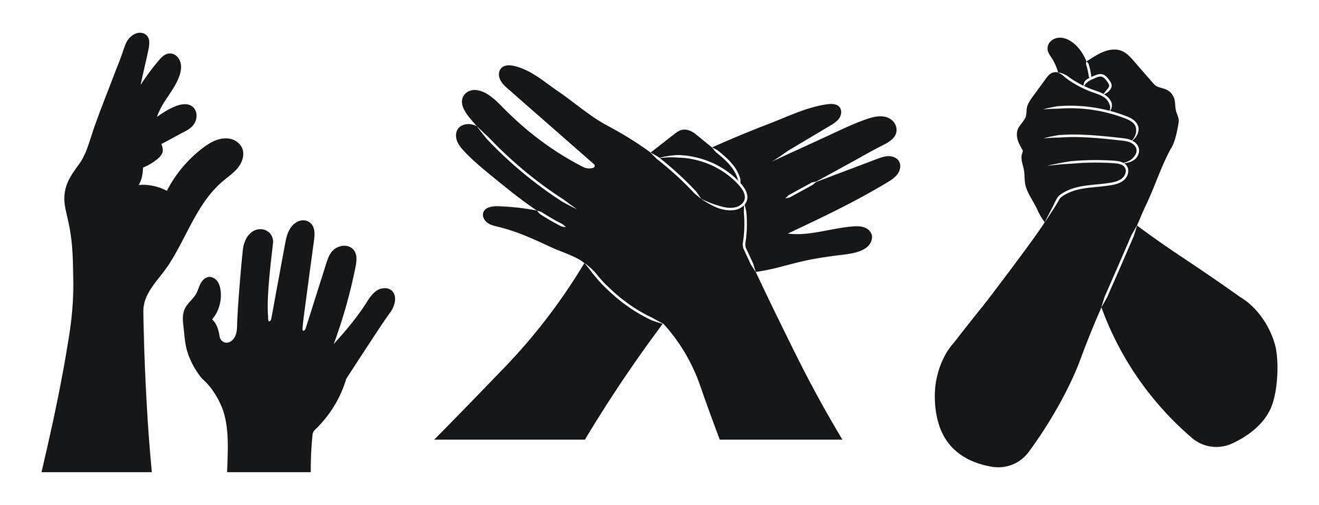 Different hand gestures set. Signs expressed by adults and children vector