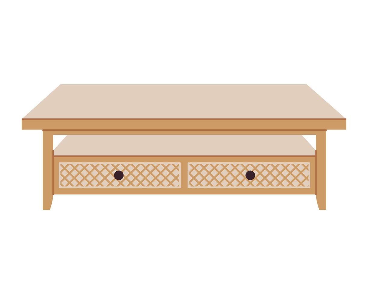 Coffee table design. Rustic coffee table with gridded elements, furniture for living room decor. flat illustration isolated on white background. vector