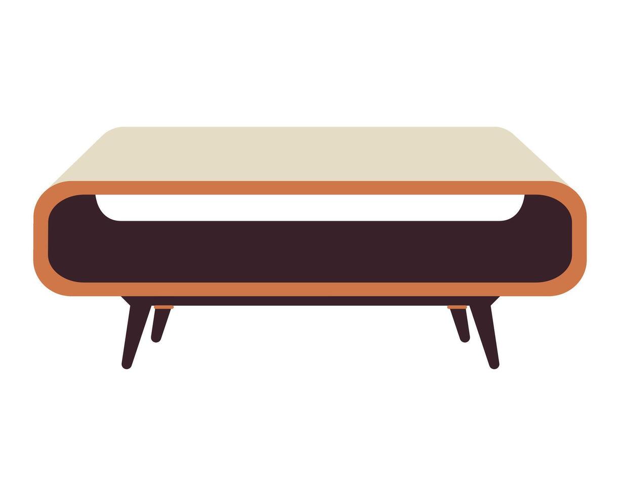 Coffee table isolated on white background. Mid-century modern coffee table furniture for living room decor. Flat illustration. vector