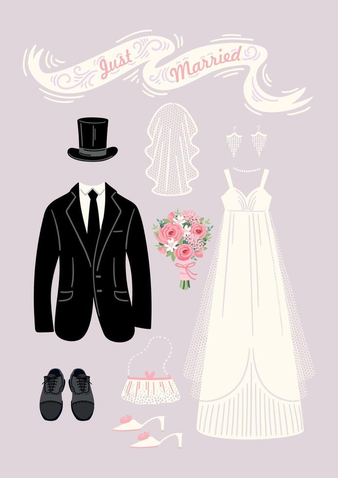 Just married. illustration for wedding concept and other uses vector