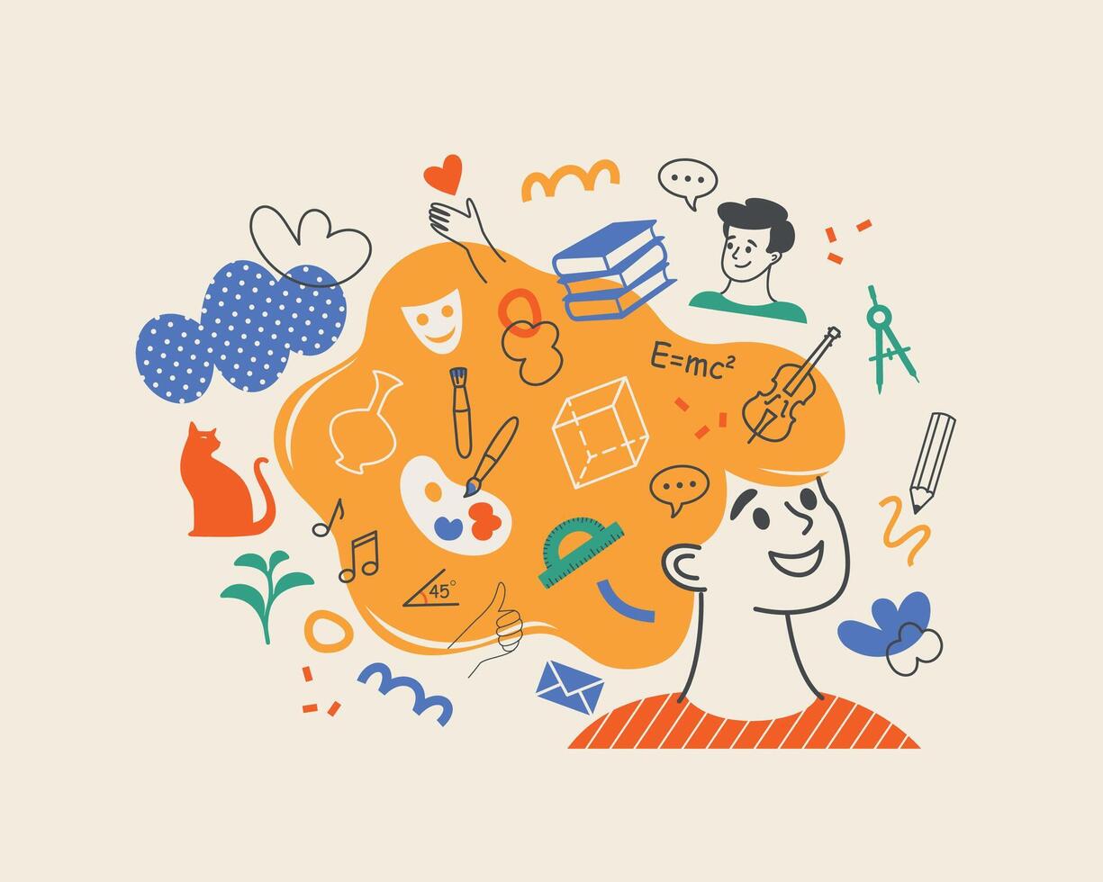 Back to school concept. School, education, communication. Flat illustration design. vector