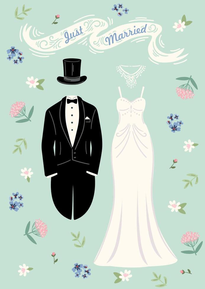Just married. illustration for wedding concept and other uses vector