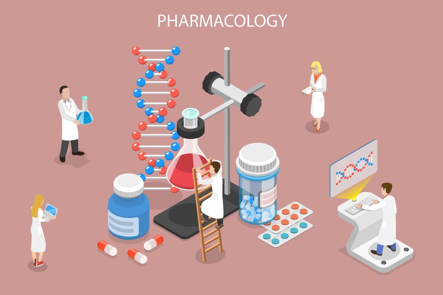 3D Isometric Flat Conceptual Illustration of Pharmacology 47304063