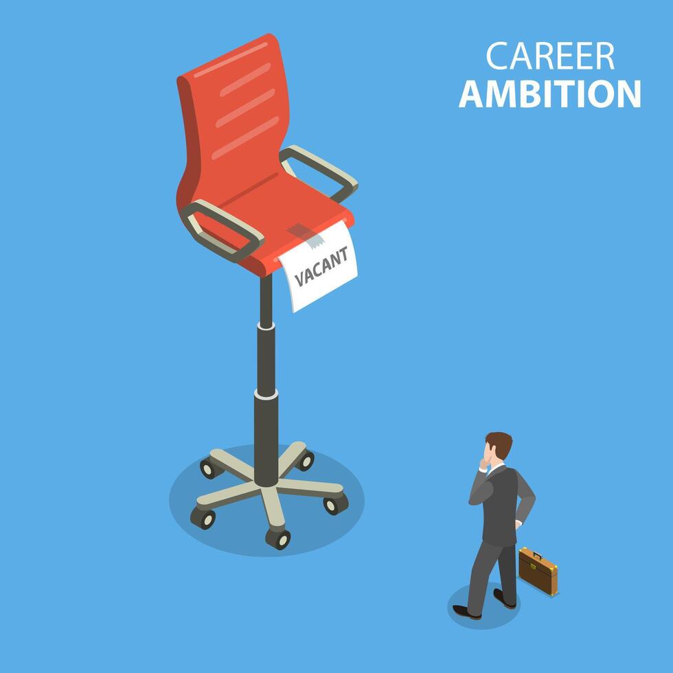 3D Isometric Flat Conceptual Illustration of Career Ambition. vector