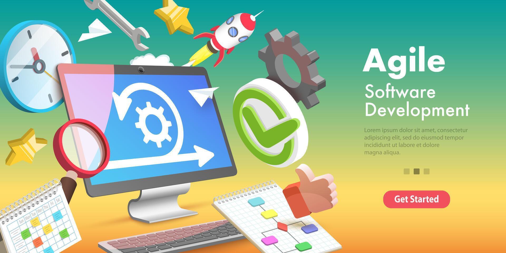 3D Conceptual Illustration of Agile Software Methodology. vector