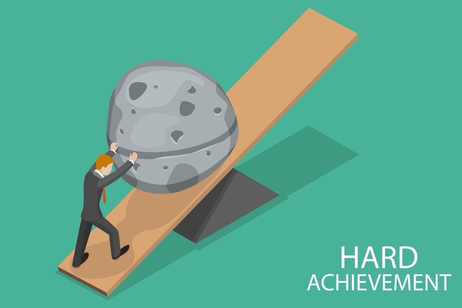 3D Isometric Flat Conceptual Illustration of Hard Achievement. vector