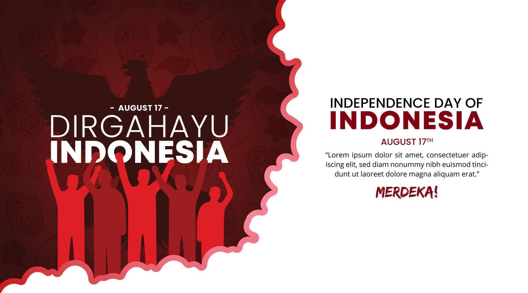 Dirgahayu Indonesia or Indonesia Independence Day with silhouettes of people vector