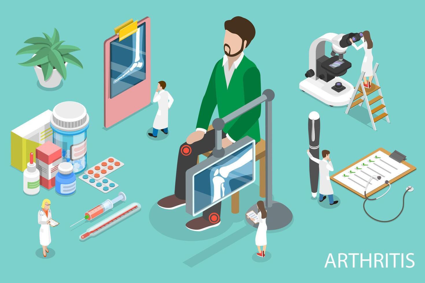 3D Isometric Flat Conceptual Illustration of Arthritis. vector