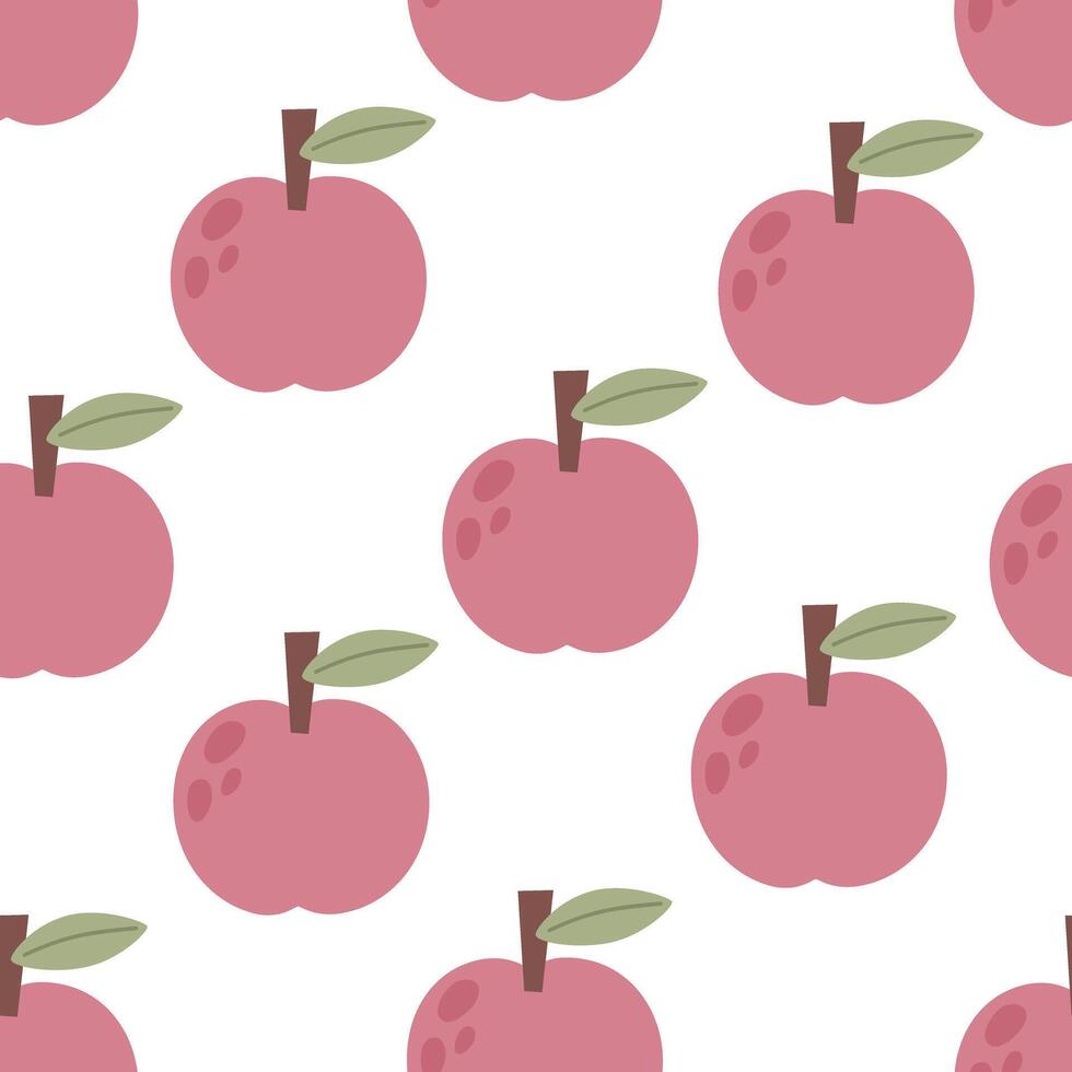 Seamless pattern with cartoon apple, decor elements on a neutral background. fruit theme. . hand drawing. design for fabric, print, wrapper, textile vector