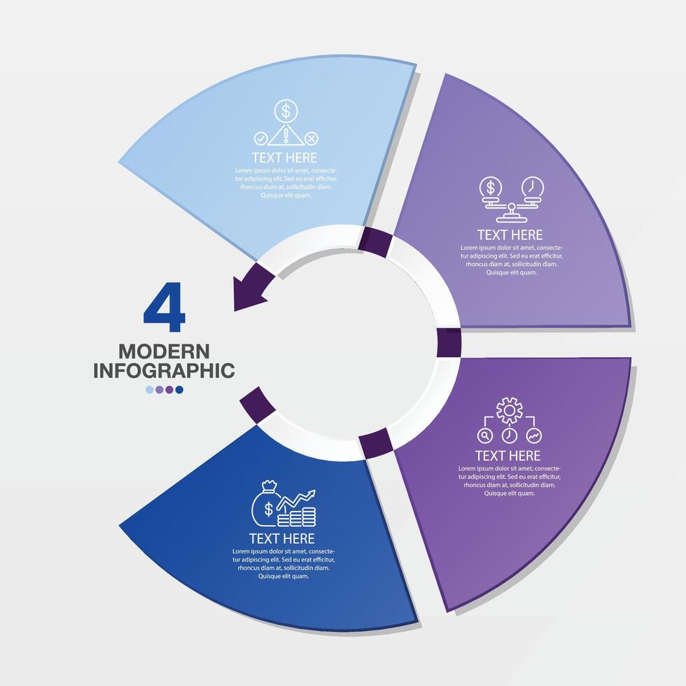 Standard circle infographic template with 4 steps, process or options. vector