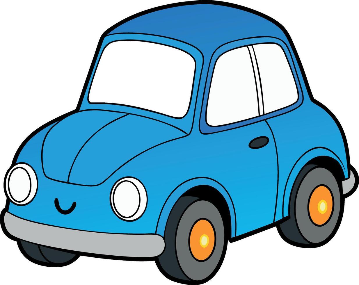 A cartoon car with a smiling face vector