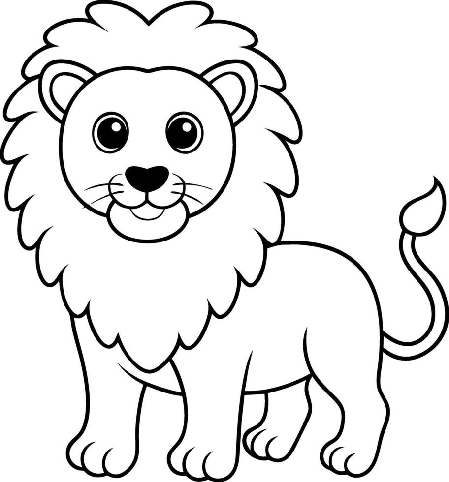 A lion is standing in the foreground of a white background vector