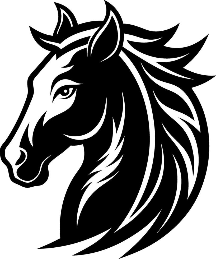 A horse head with a black mane and a white stripe vector