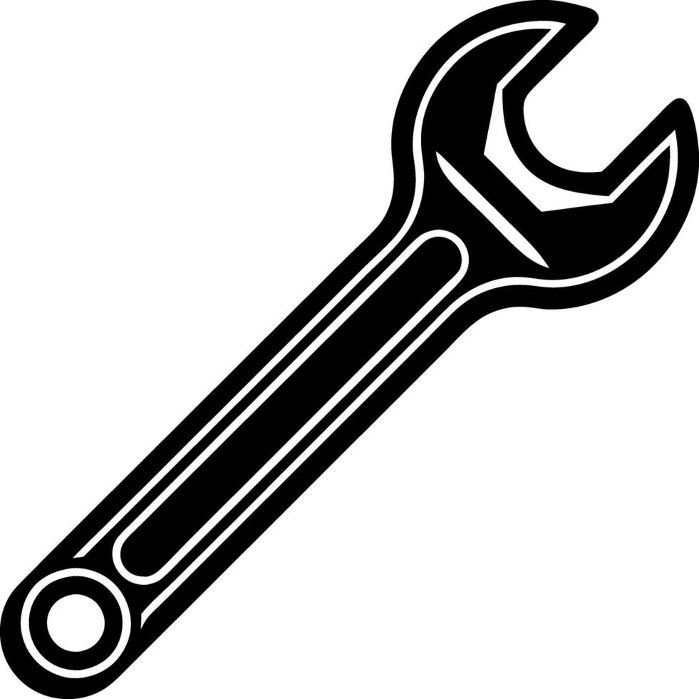 A wrench is shown in a black and white image vector