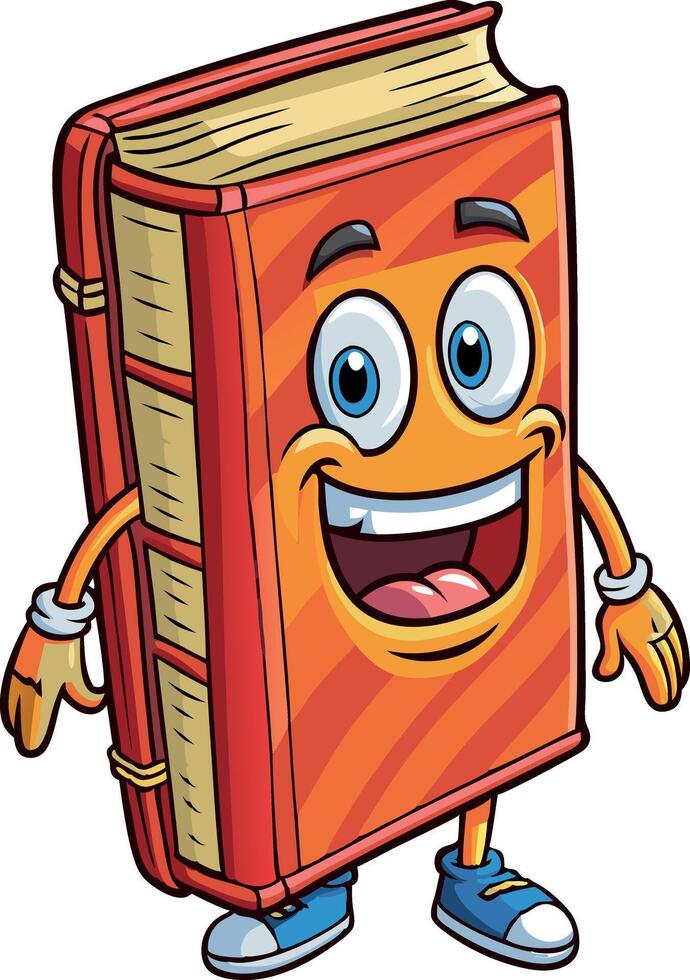 A cartoon book with a smiling face on the cover vector