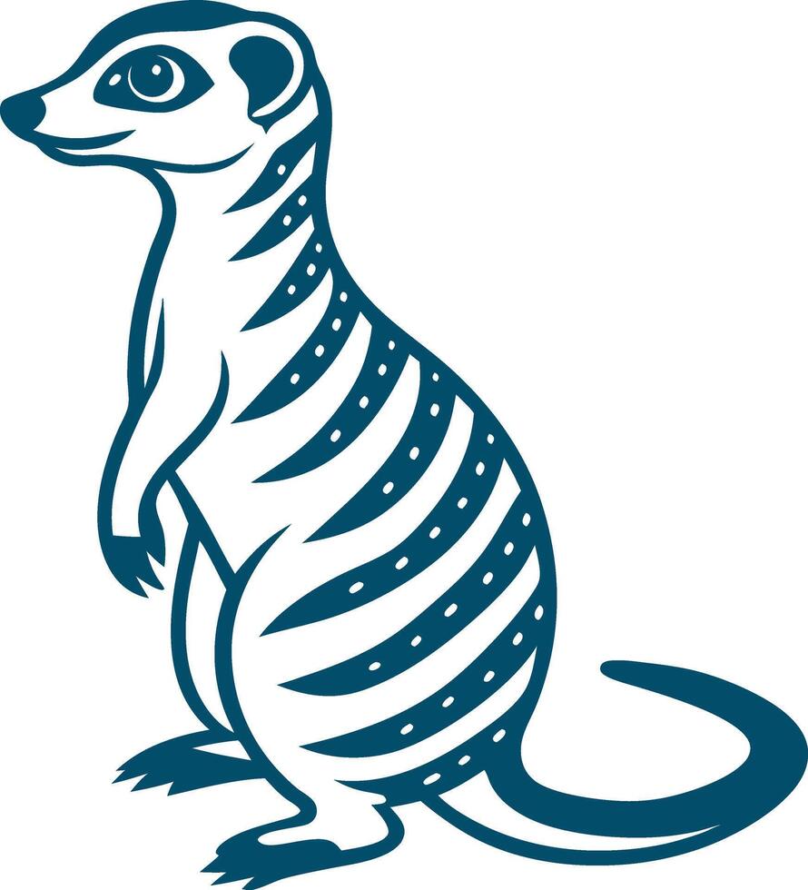 A blue and white striped animal with a black nose and eyes vector