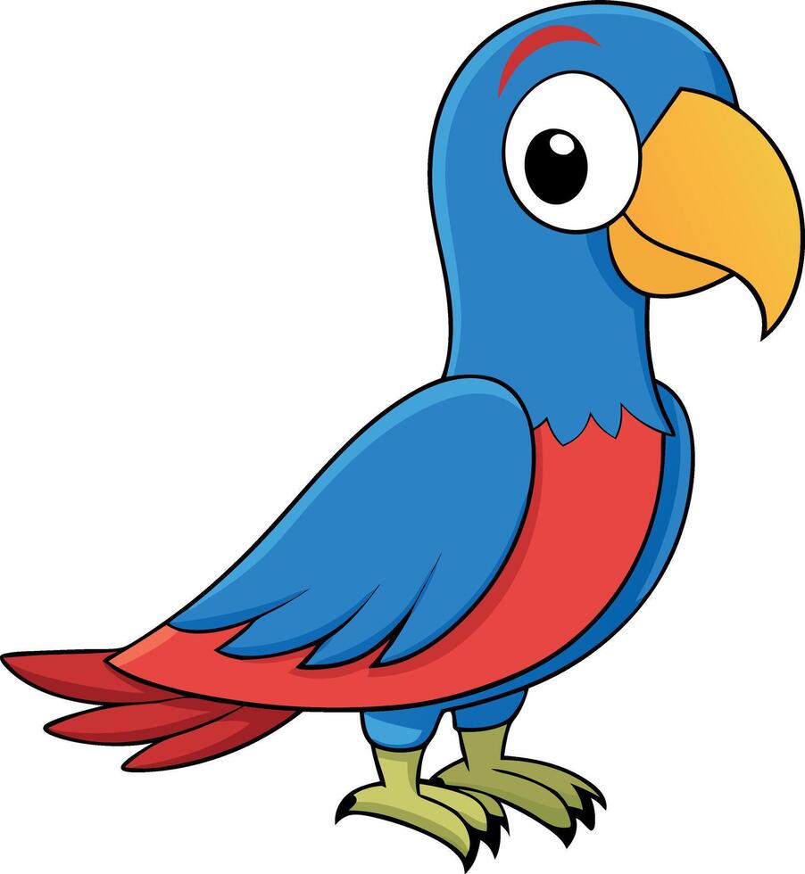 Colorful cartoon parrot with vibrant blue and red feathers and a friendly expression vector