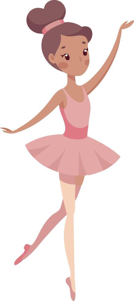 Illustration of a graceful ballerina in pink tutu performing ballet dance move vector