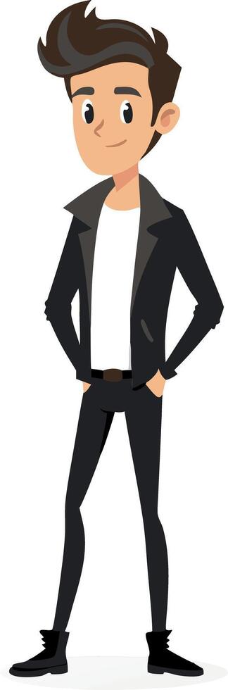 Confident young man in casual outfit with hands in pockets, isolated on white background vector