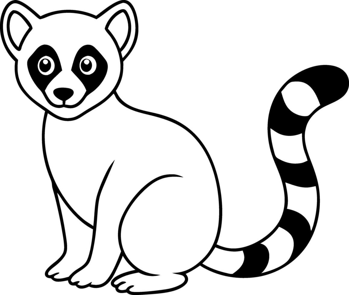 A cute black and white striped animal with a white face and black ears vector