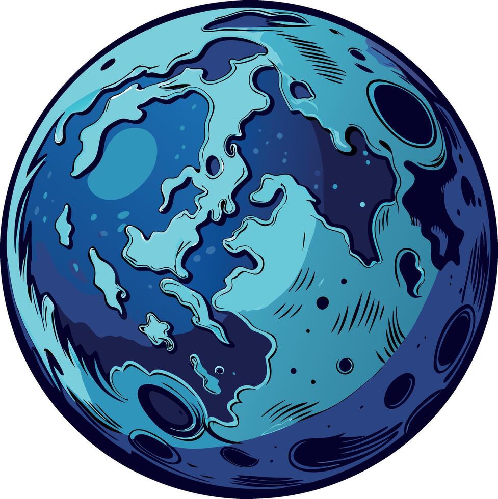 A blue planet with a blue moon vector