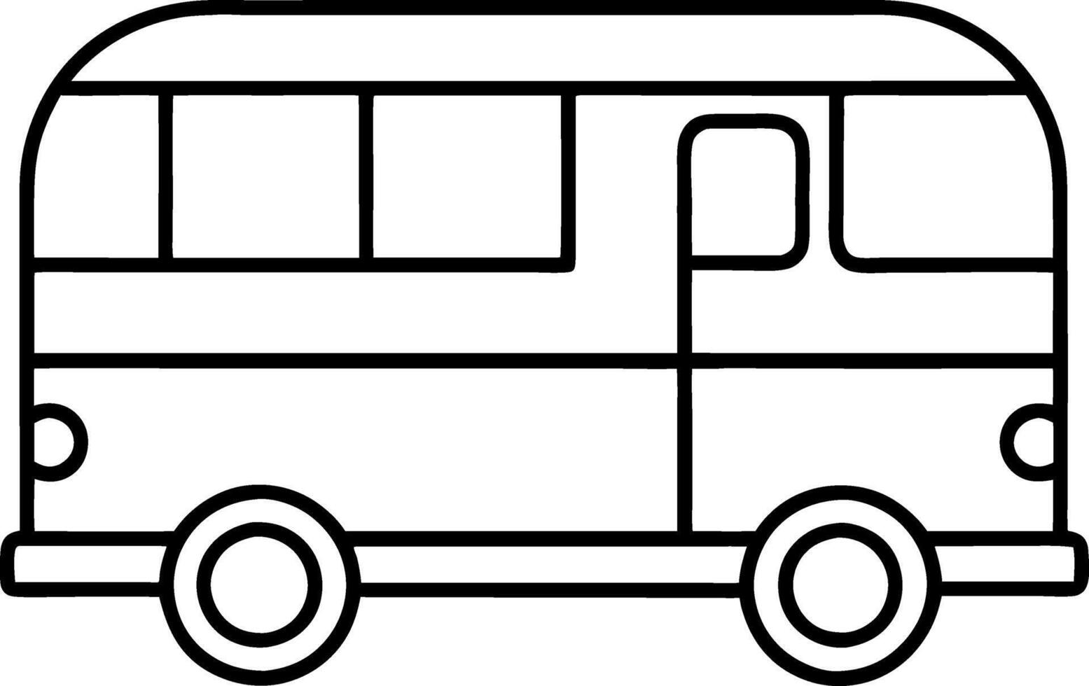 A bus is drawn in black and white vector