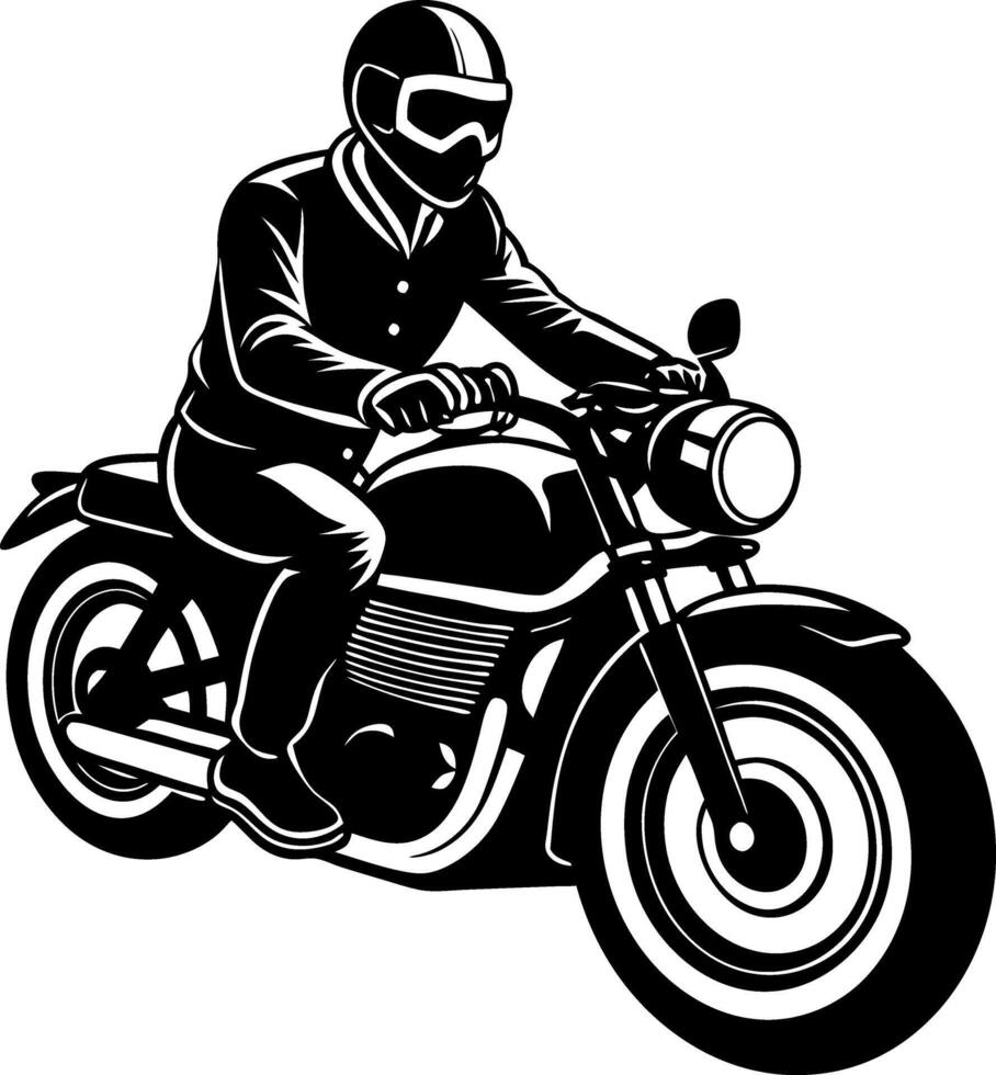 A man is riding a motorcycle with a helmet on vector