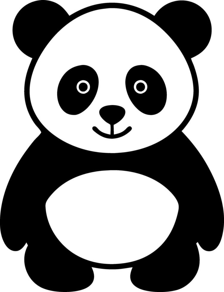 A black and white panda bear with a smile on its face vector