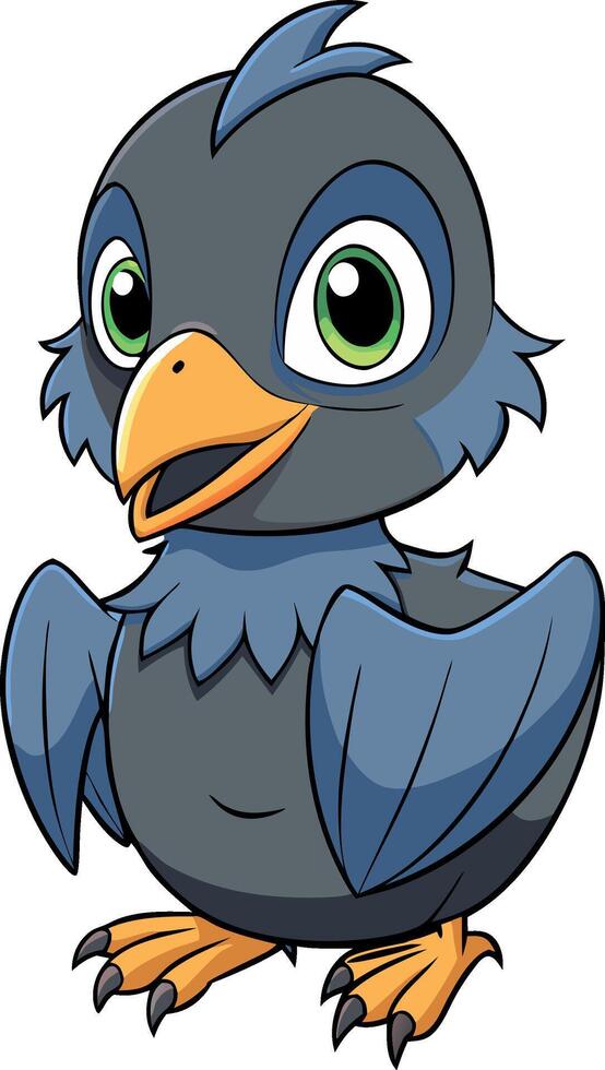 A cartoon bird with a blue body and yellow eyes vector