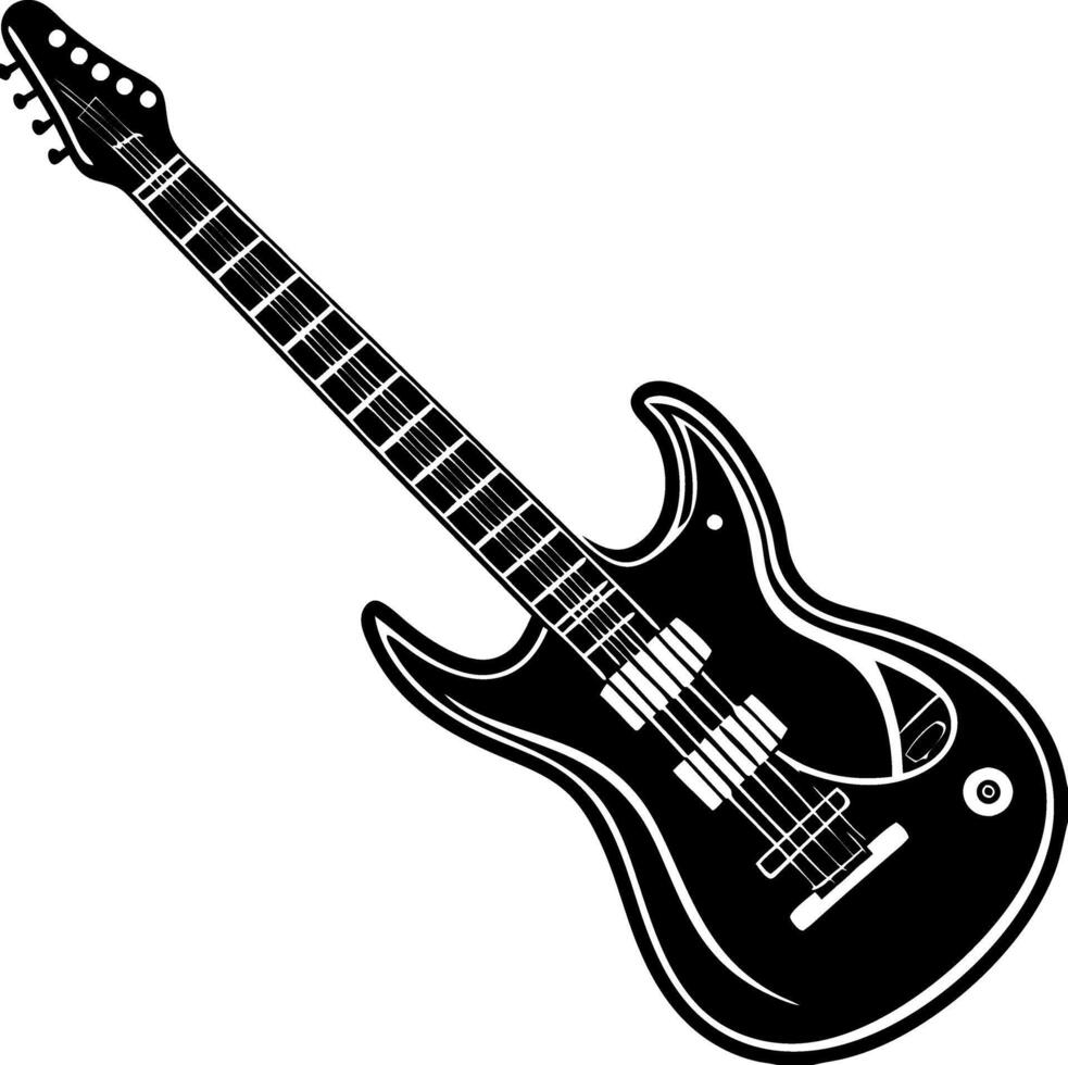 A black electric guitar with a white pickguard vector