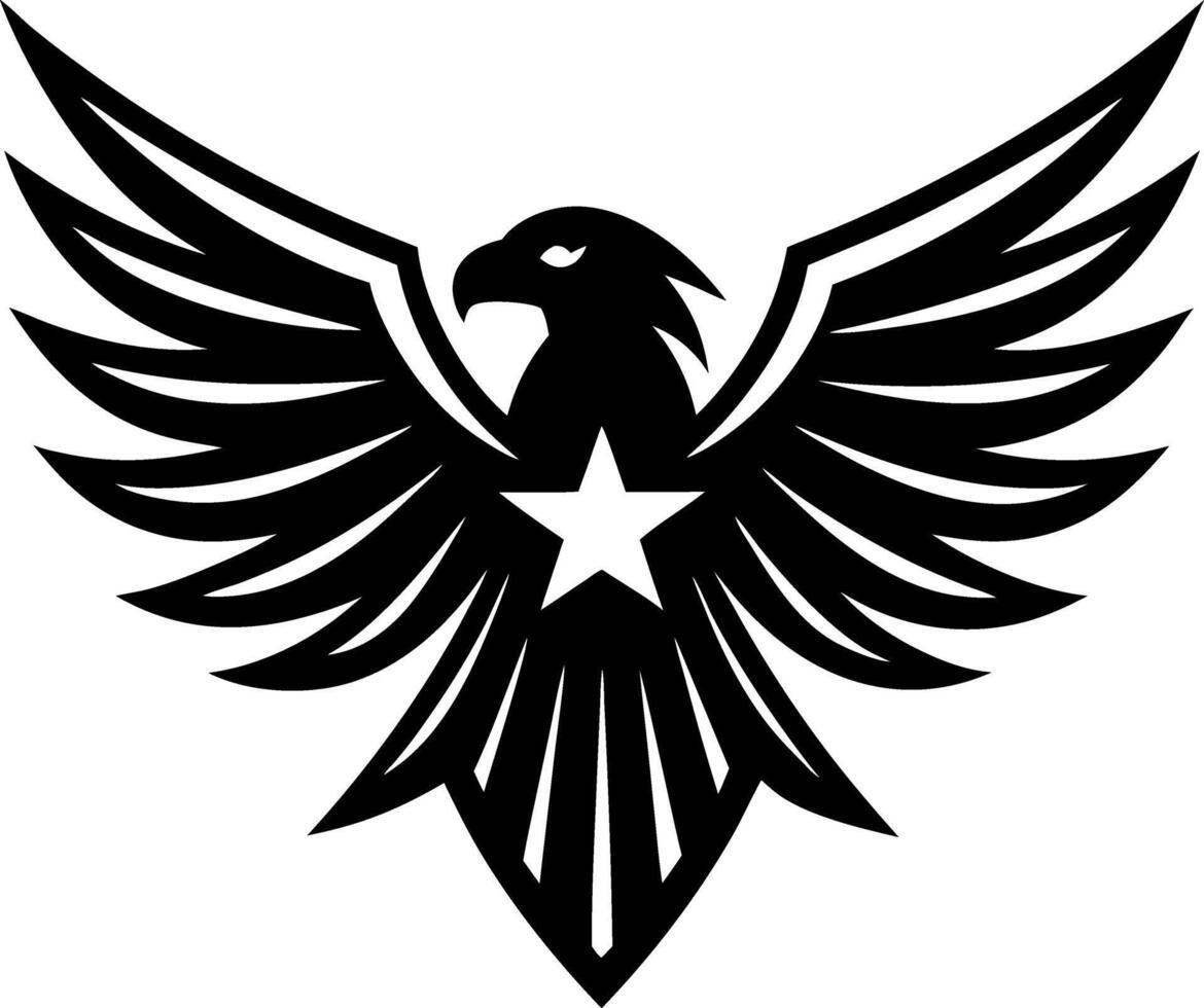 A black and white eagle with a star on its chest vector
