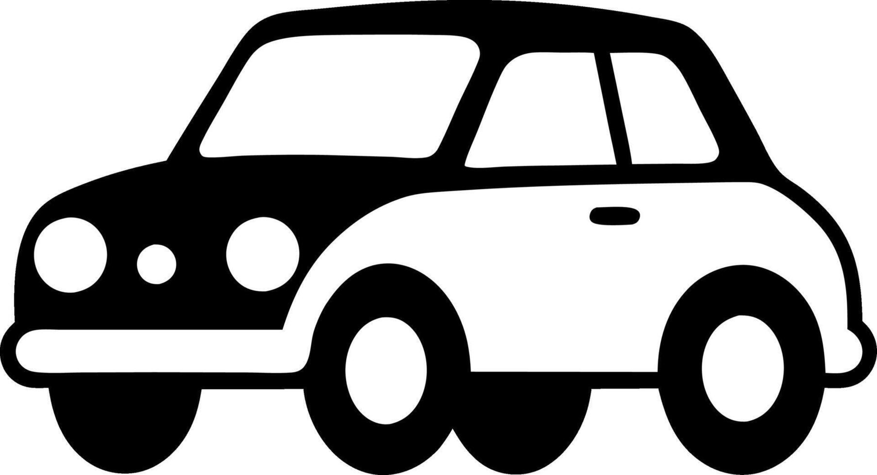 A cartoon car with a black and white color scheme vector