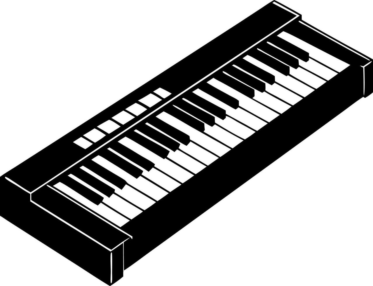 A black keyboard with white keys vector
