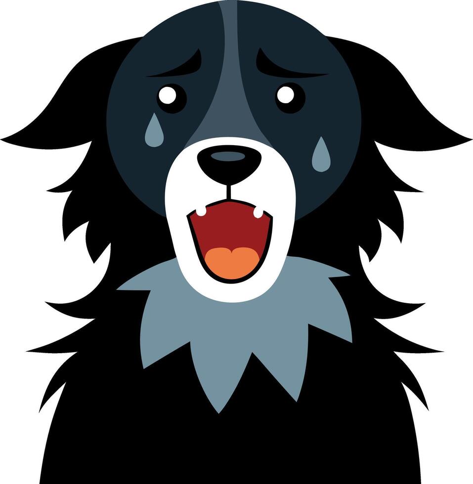 A cartoon dog with a sad expression and a mouth open vector