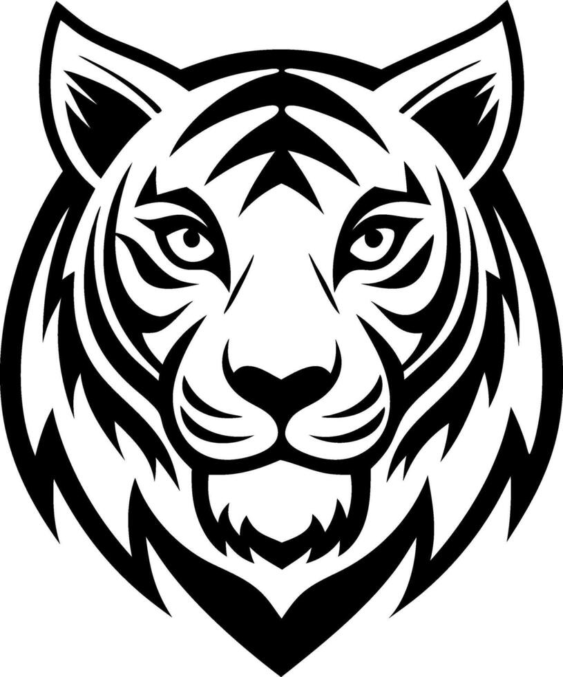 A black and white tiger head with a white stripe vector