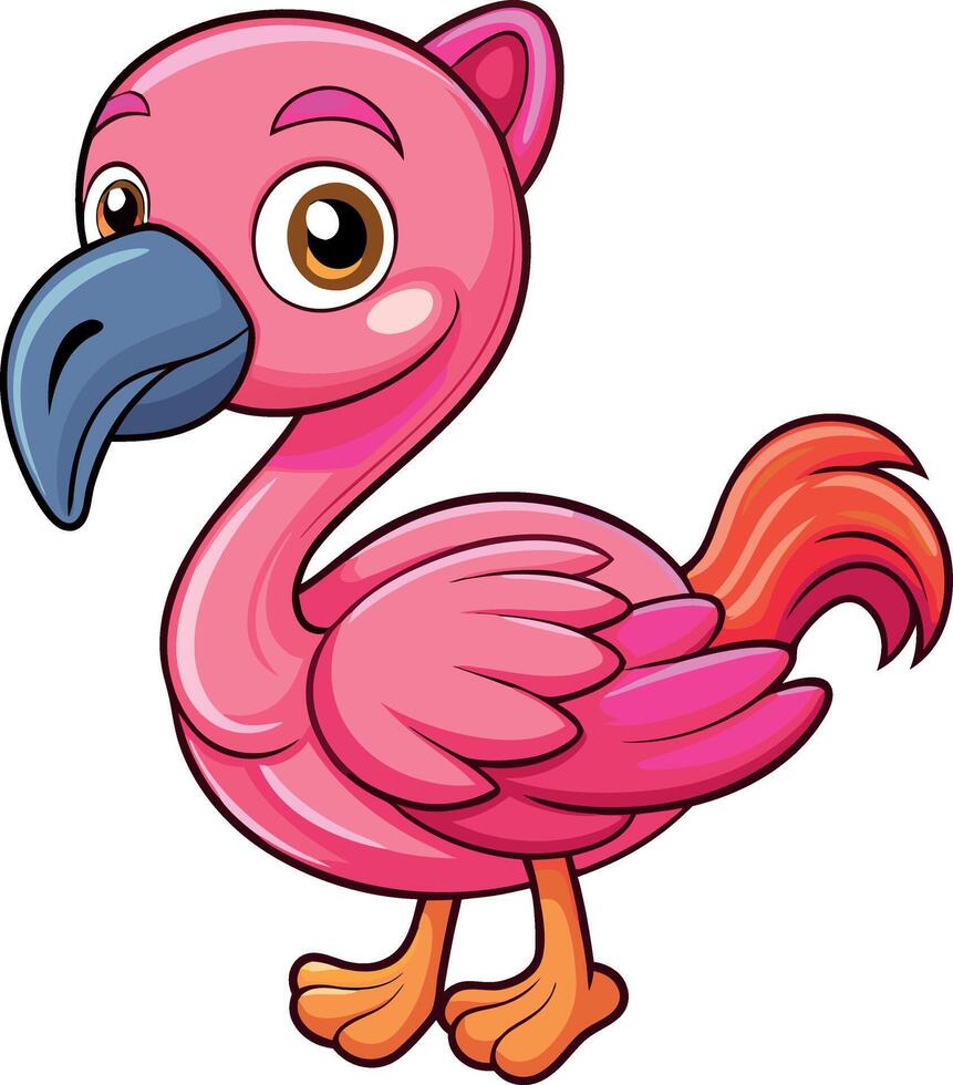 A cartoon bird with pink feathers and a pink beak vector