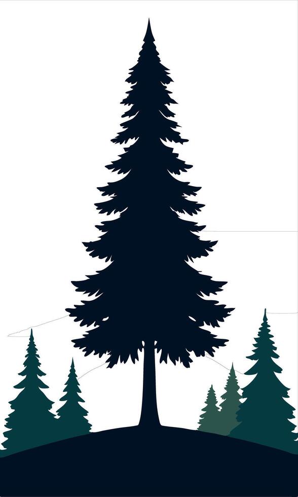 A large tree with a forest in the background vector