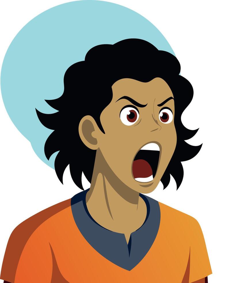 Animated character expressing surprise and anger in cartoon style illustration vector