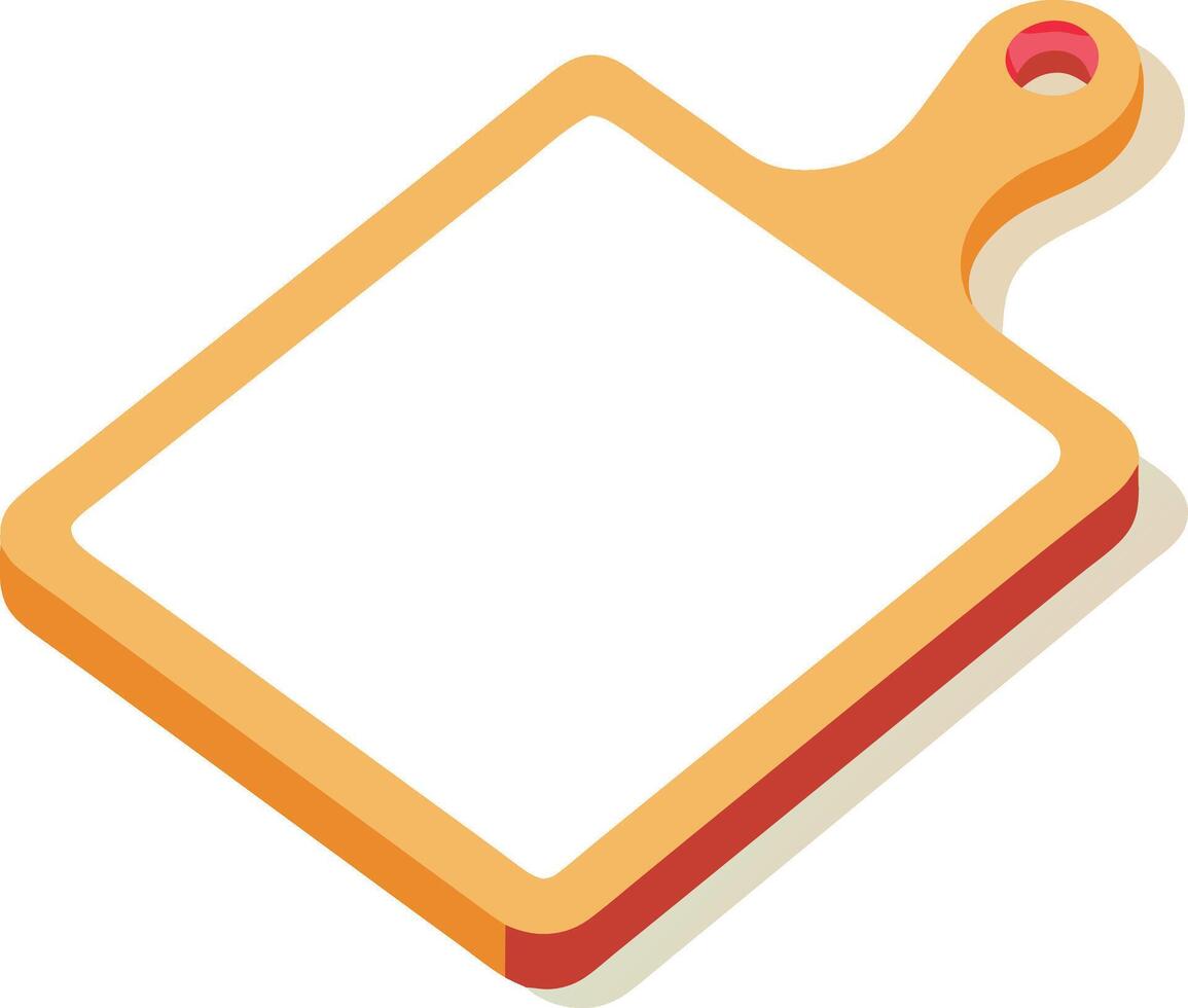 A wooden cutting board with a red handle vector
