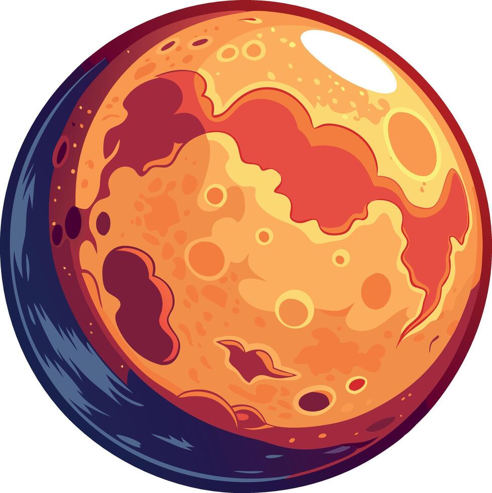 A large orange planet with a blue and purple sky vector