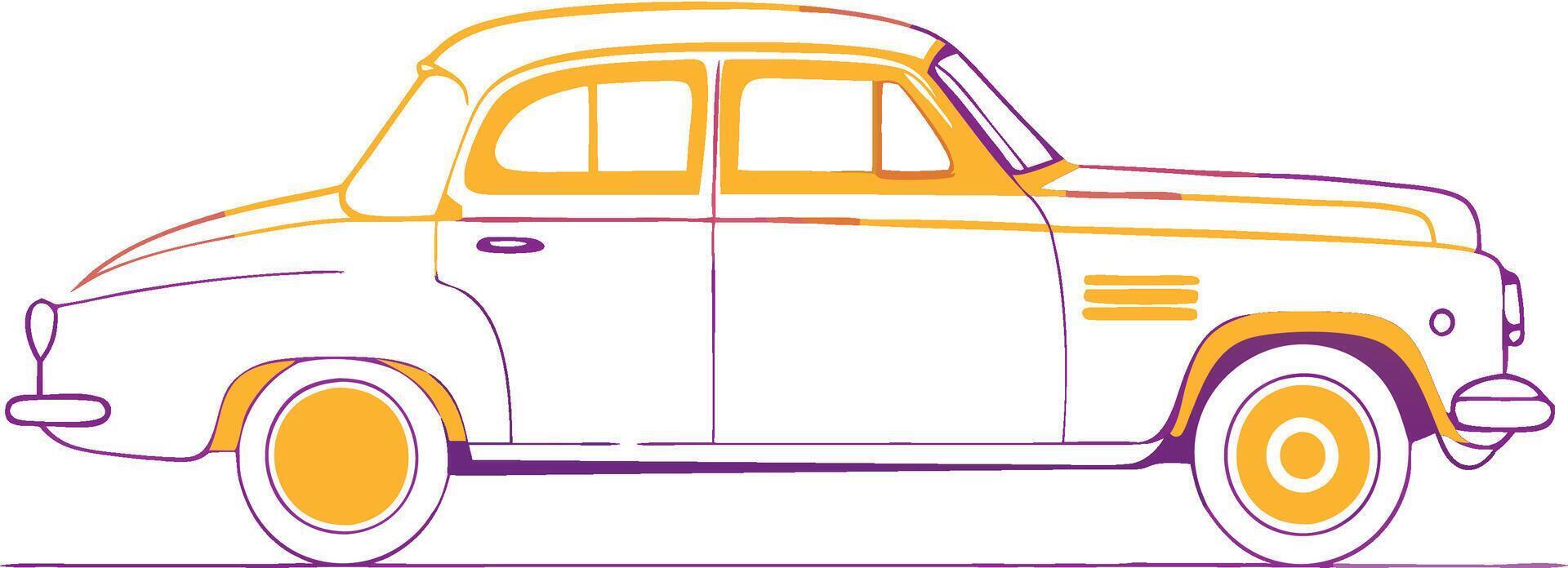 A vintage car with a white and orange stripe vector