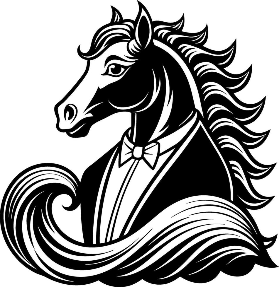A horse wearing a suit and bow tie vector