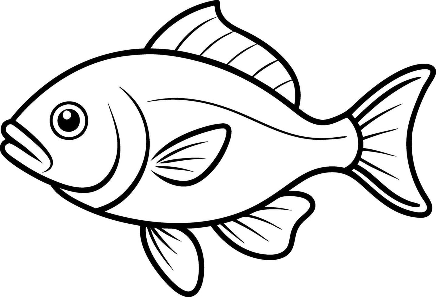 A fish is shown in black and white vector